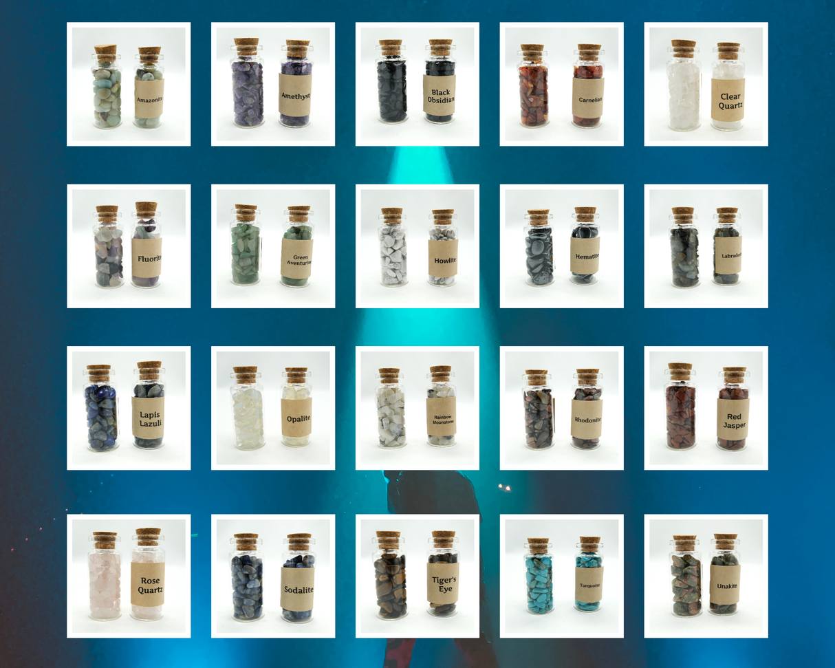 20 Pack Crystal Chip Bottles – Crystal Healing, Witchcraft Supply