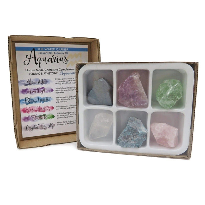 Zodiac Crystal Gift Set | Box of 6 Gemstones That Correspond With Your Zodiac Sign