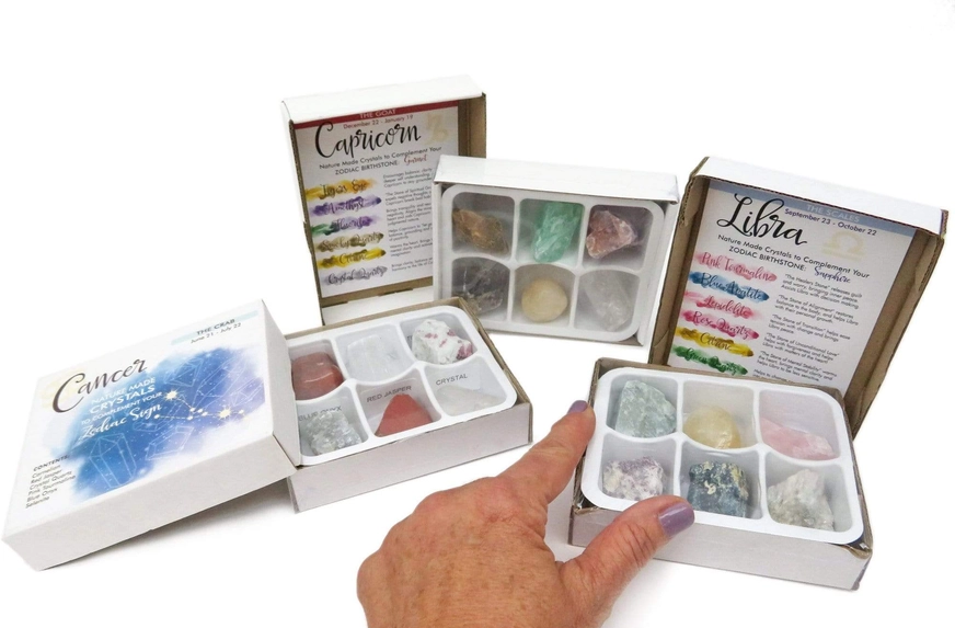 Zodiac Crystal Gift Set | Box of 6 Gemstones That Correspond With Your Zodiac Sign