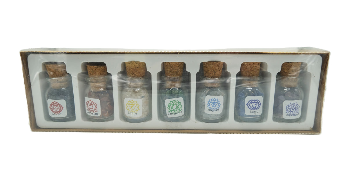 7 Chakra Crystal Chip Bottle Set