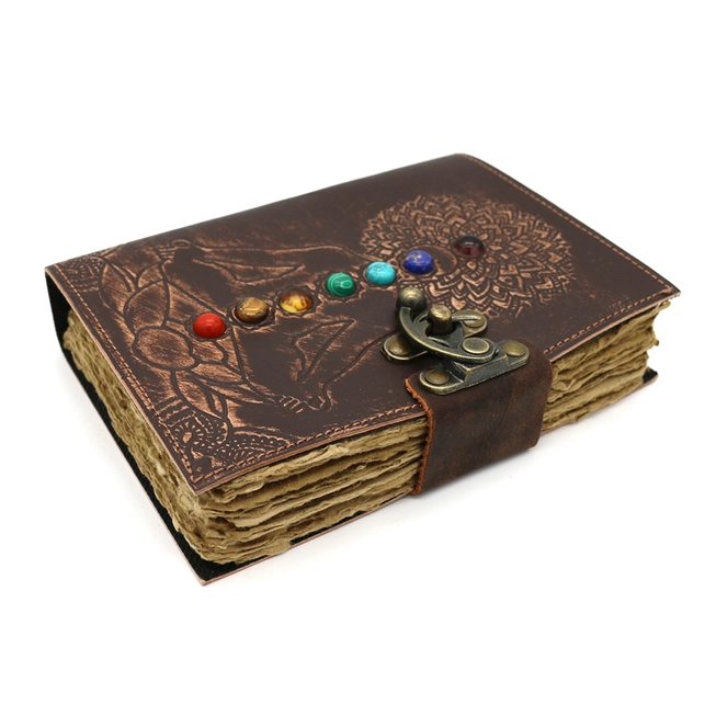 7 Chakras with Bead Embossed Leather Blank Pages Journal | Spell Book | Journaling | Diary