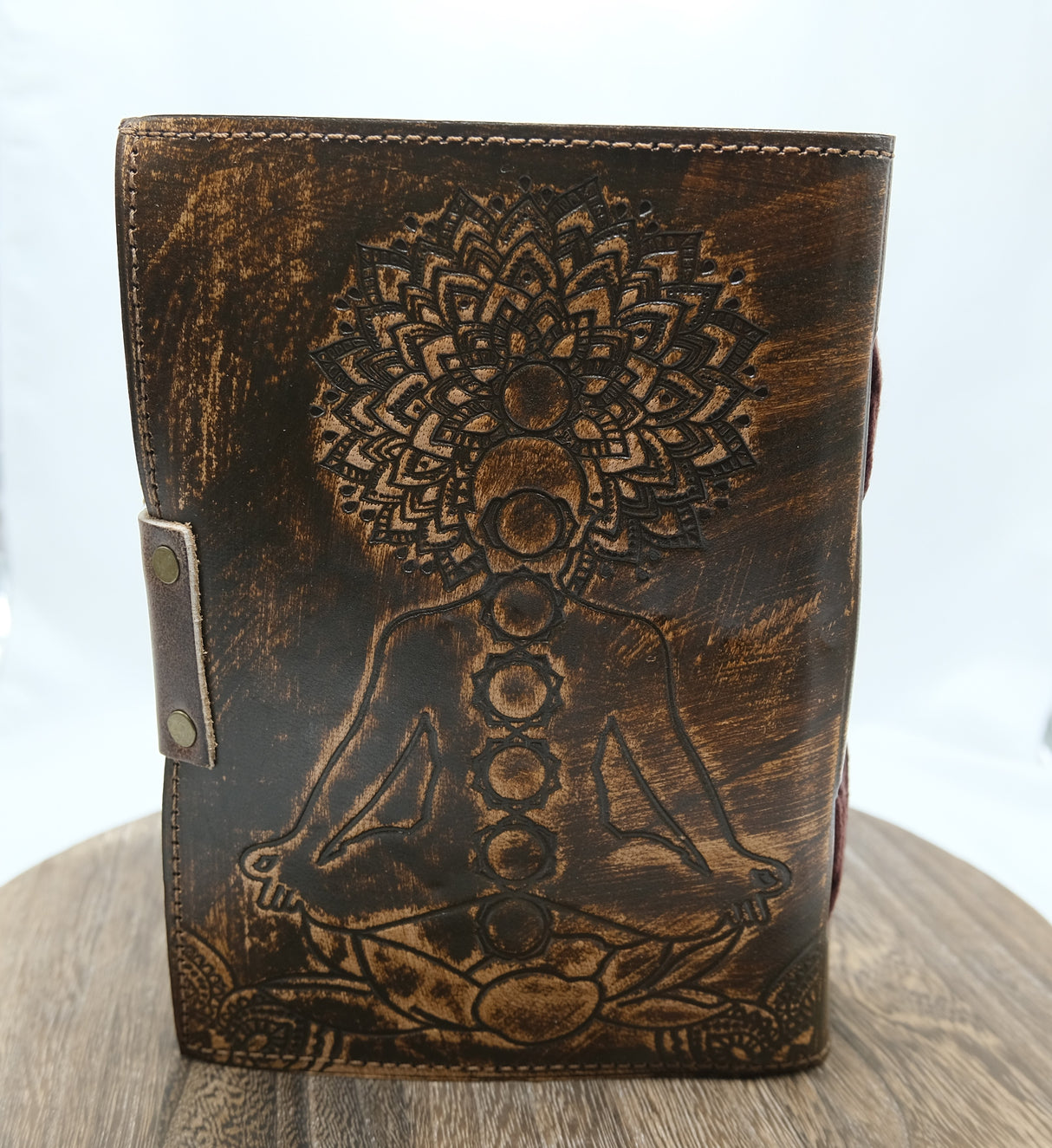 7 Chakras with Bead Embossed Leather Blank Pages Journal | Spell Book | Journaling | Diary