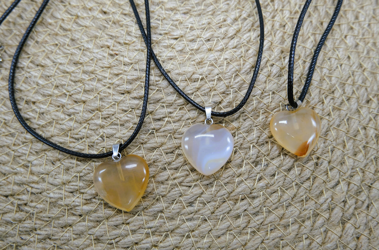 Natural Agate Heart Pendant Necklace | Agate Jewelry