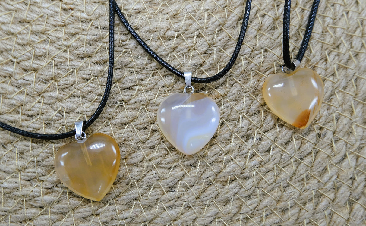 Natural Agate Heart Pendant Necklace | Agate Jewelry
