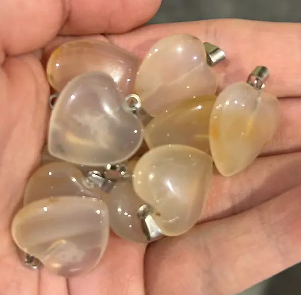 Natural Agate Heart Pendant Necklace | Agate Jewelry