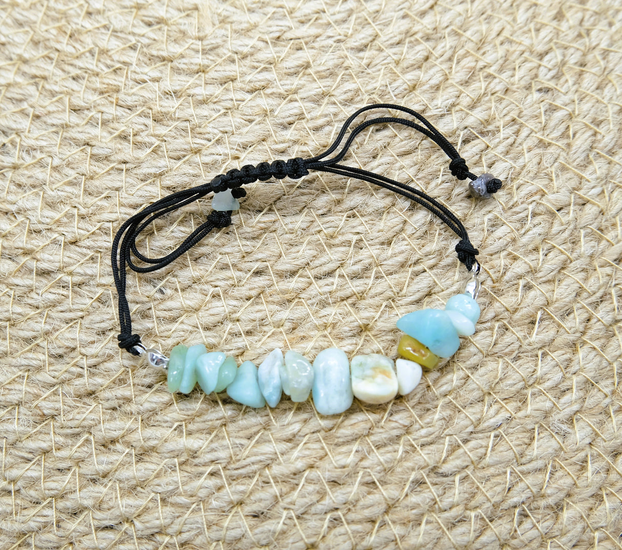 Amazonite Crystals Adjustable Braided Bracelet