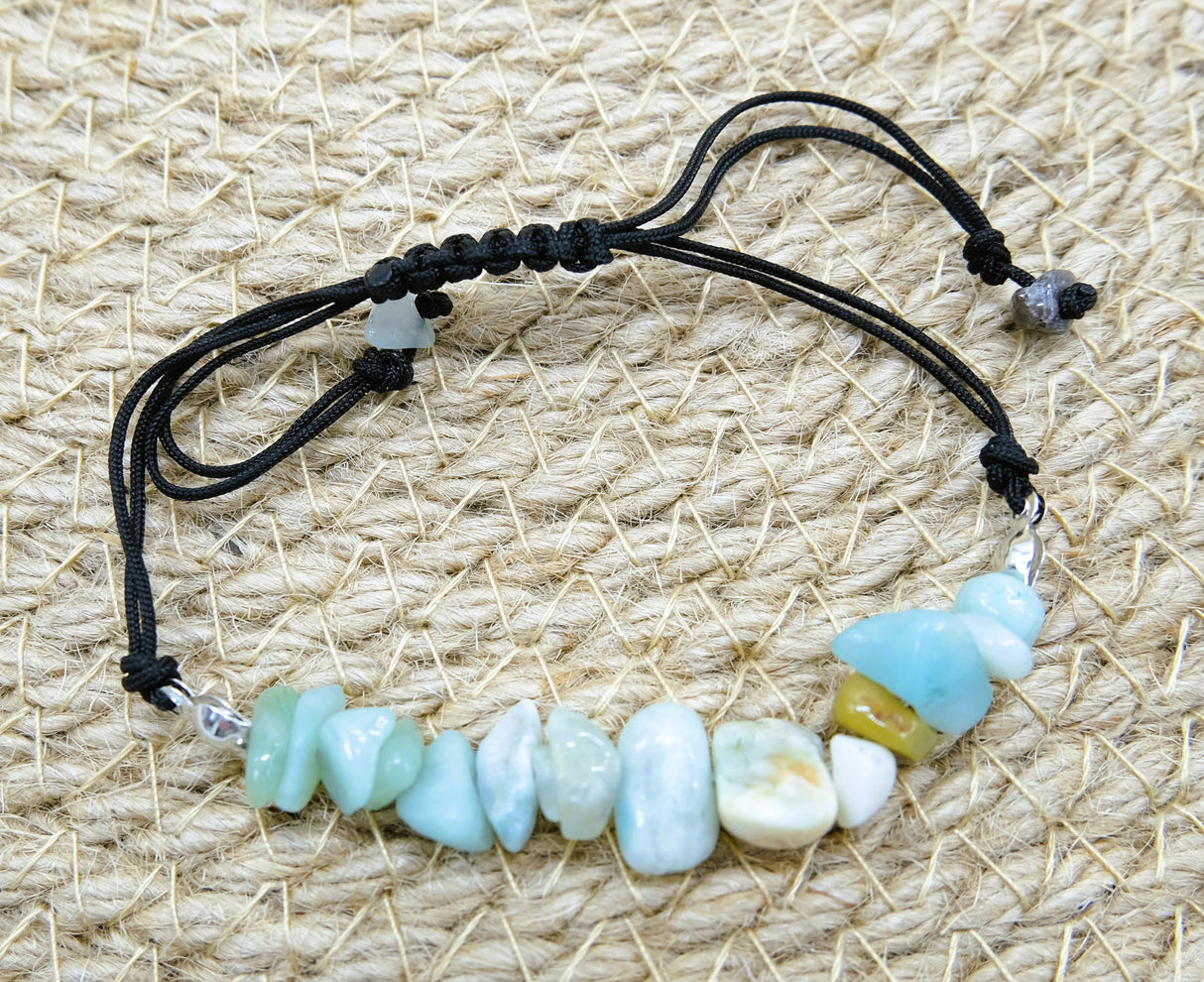 Amazonite Crystals Adjustable Braided Bracelet