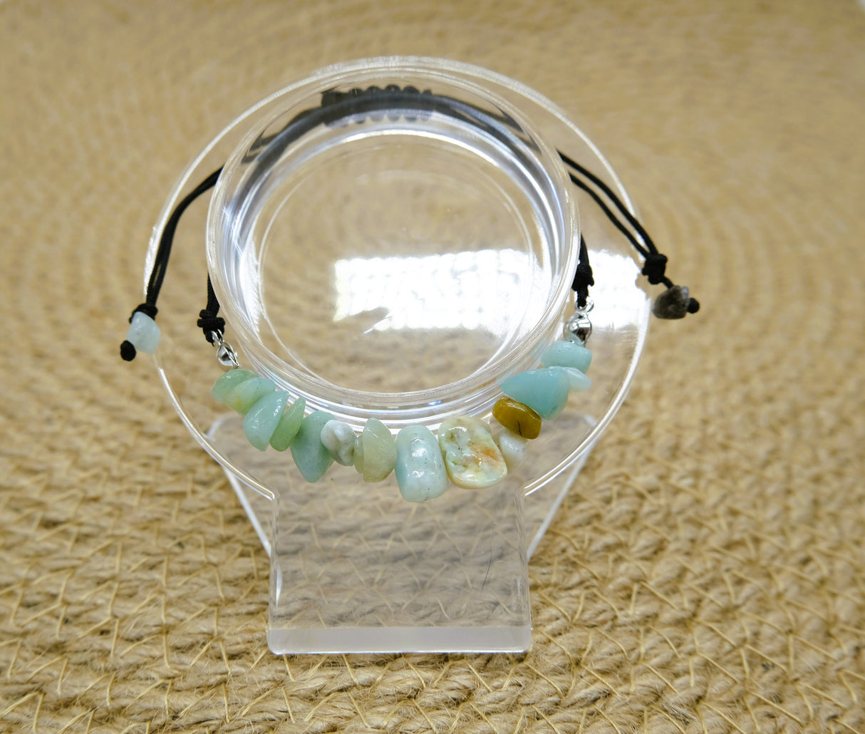 Amazonite Crystals Adjustable Braided Bracelet