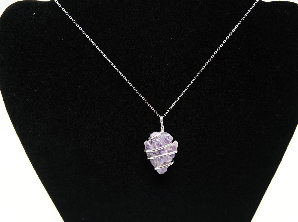 Amethyst Crystal Arrowhead Wire Wrapped Necklace | Crown Chakra | Natural Amethyst Arrowhead Wire Wrapped | Reiki Charged
