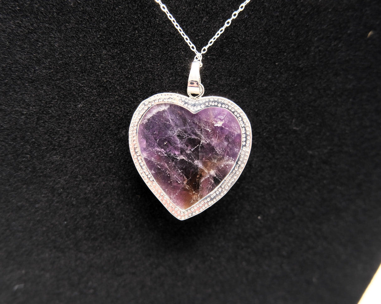 Amethyst Crystal Heart Necklace | Calming and Balancing | Natural Polished Amethyst | Reiki Charged