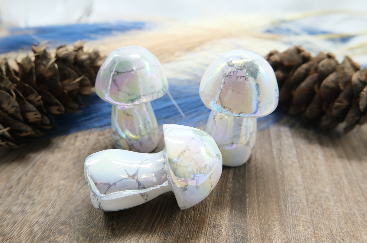 Large Angel Aura Crystal Mushrooms | Choose from Howlite, Quartz, and Rose Quartz