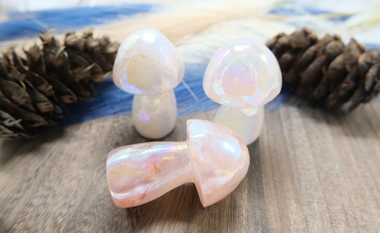Large Angel Aura Crystal Mushrooms | Choose from Howlite, Quartz, and Rose Quartz