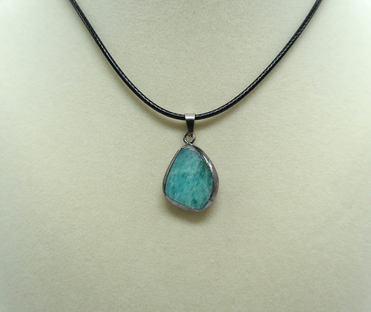 Black Gold Leafed Amazonite Pendant Necklace