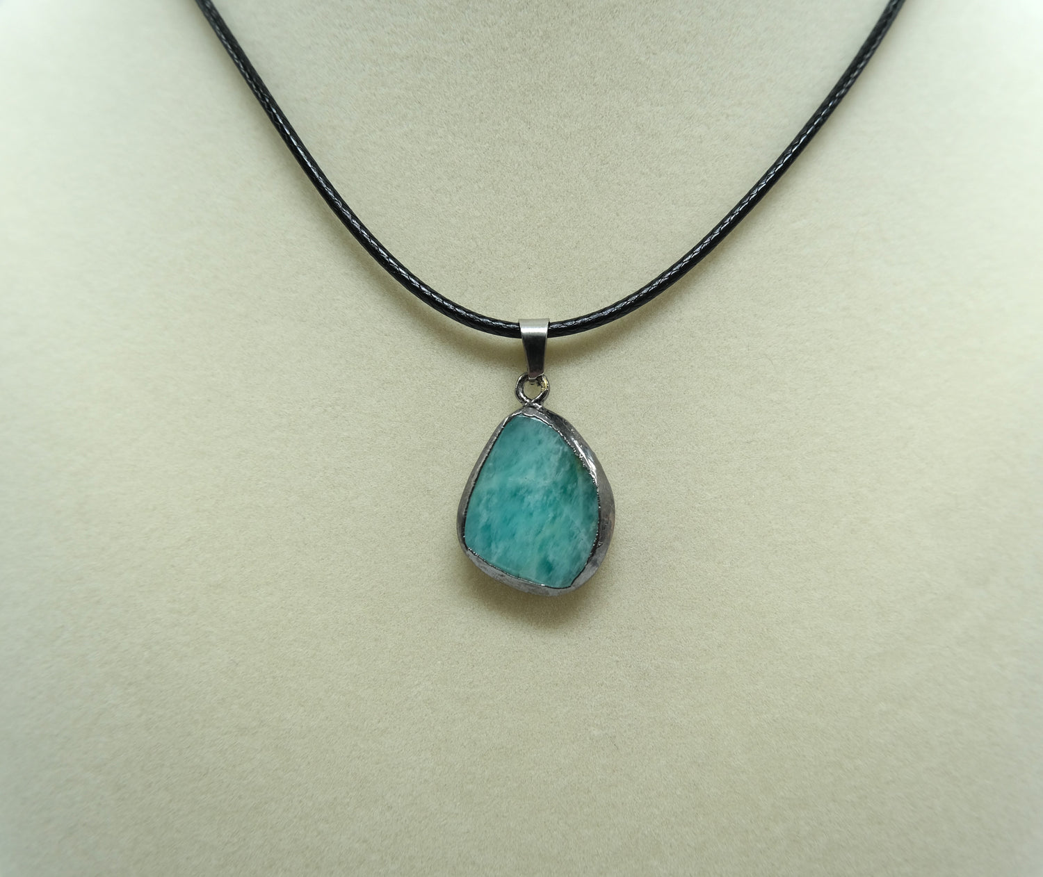 Black Gold Leafed Amazonite Pendant Necklace