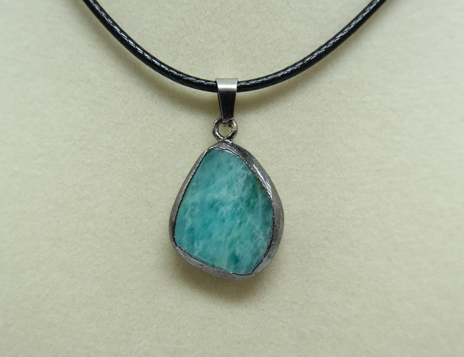 Black Gold Leafed Amazonite Pendant Necklace