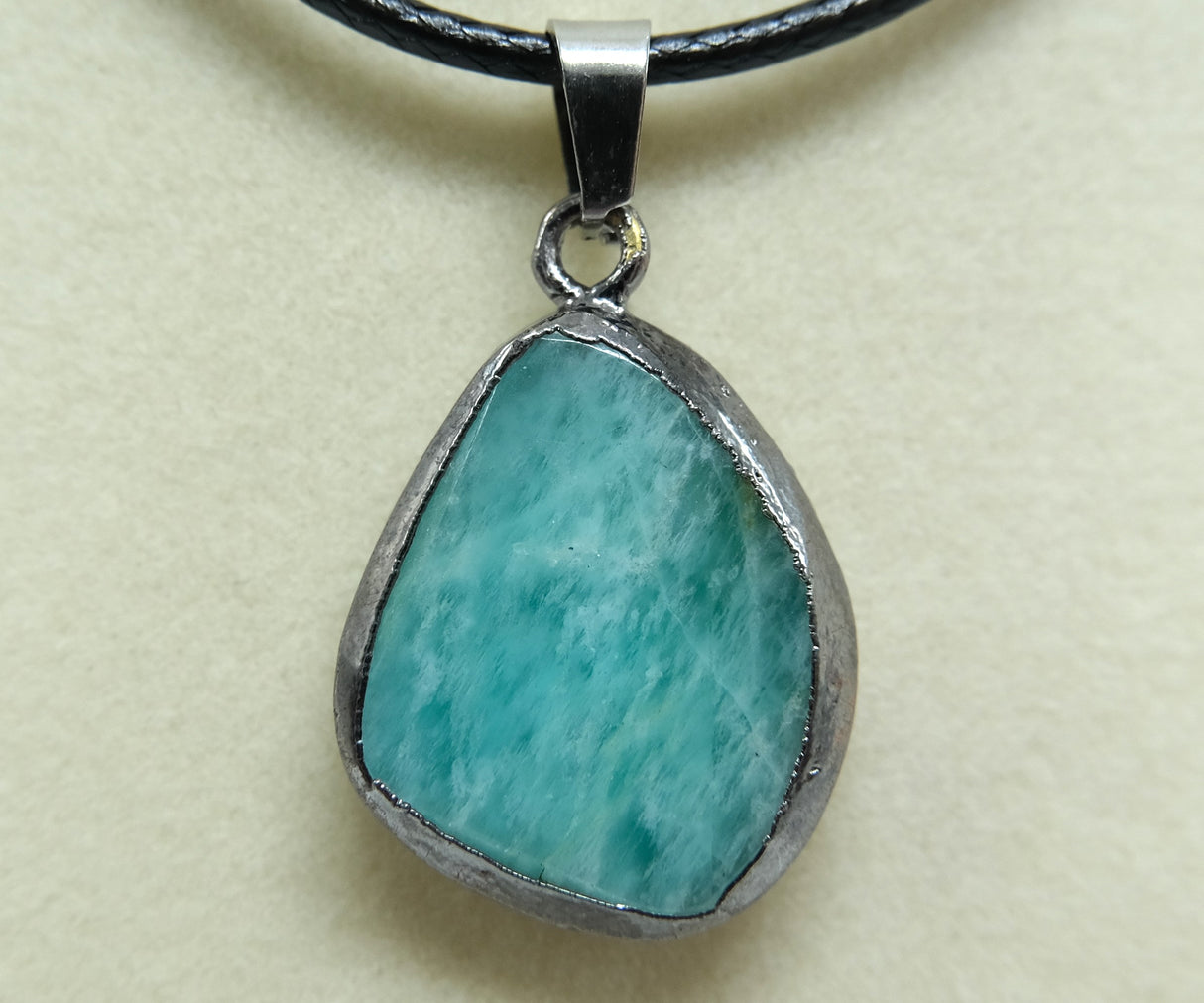 Black Gold Leafed Amazonite Pendant Necklace