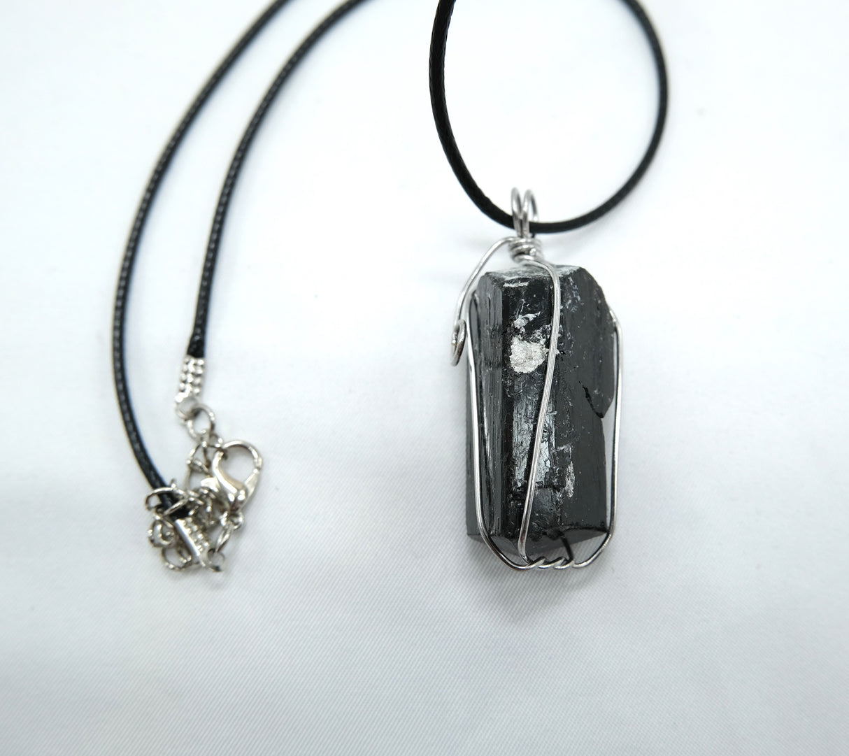 Raw Black Tourmaline Wire Wrapped Pendant Necklace | Rough Natural Tourmaline Pendant