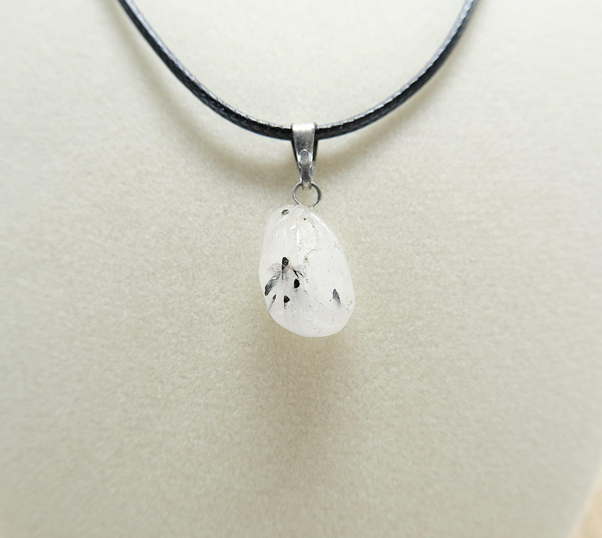 Black Tourmaline in Quartz Polished Pendant Necklace