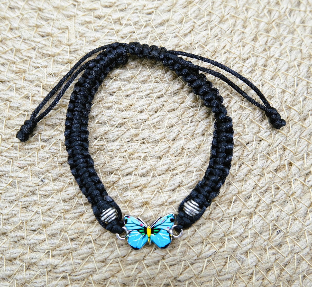 Blue Butterfly Braided Adjustable Bracelet