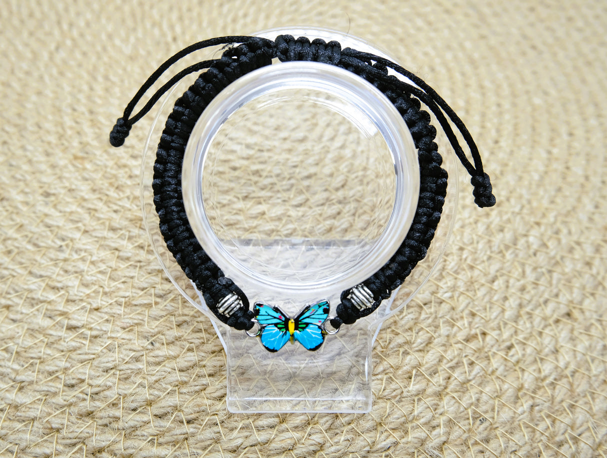 Blue Butterfly Braided Adjustable Bracelet