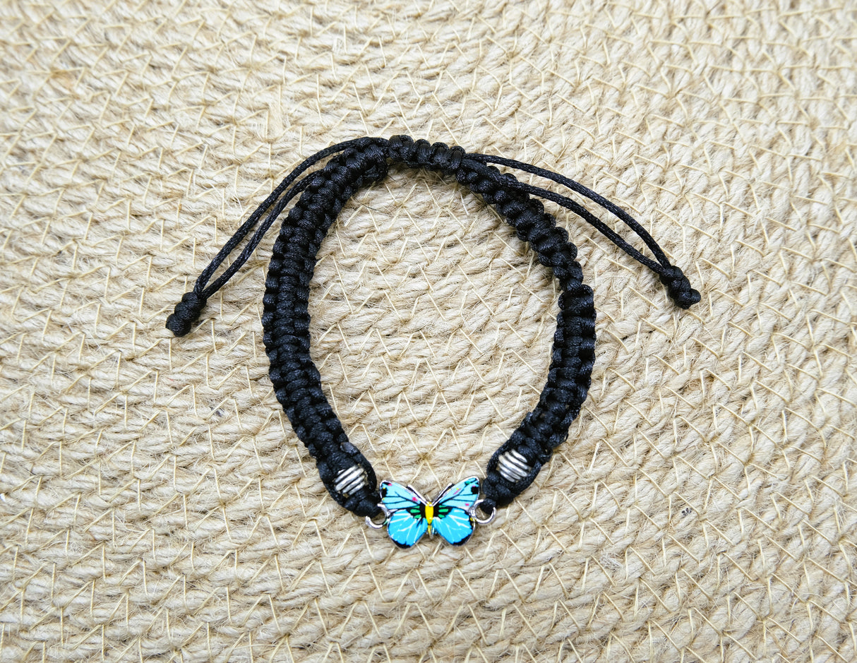Blue Butterfly Braided Adjustable Bracelet
