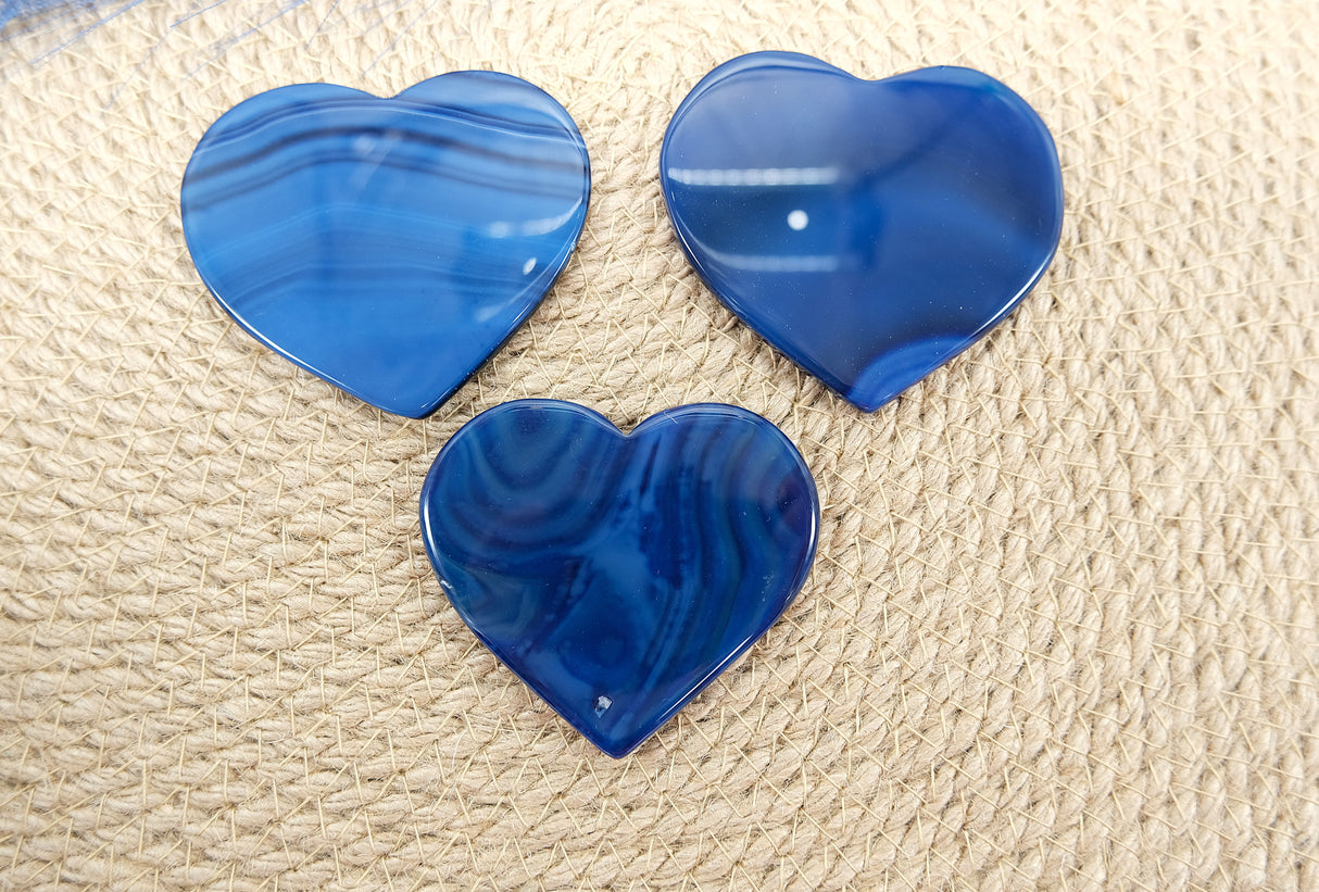Blue Polished Heart Shaped Agate Slices