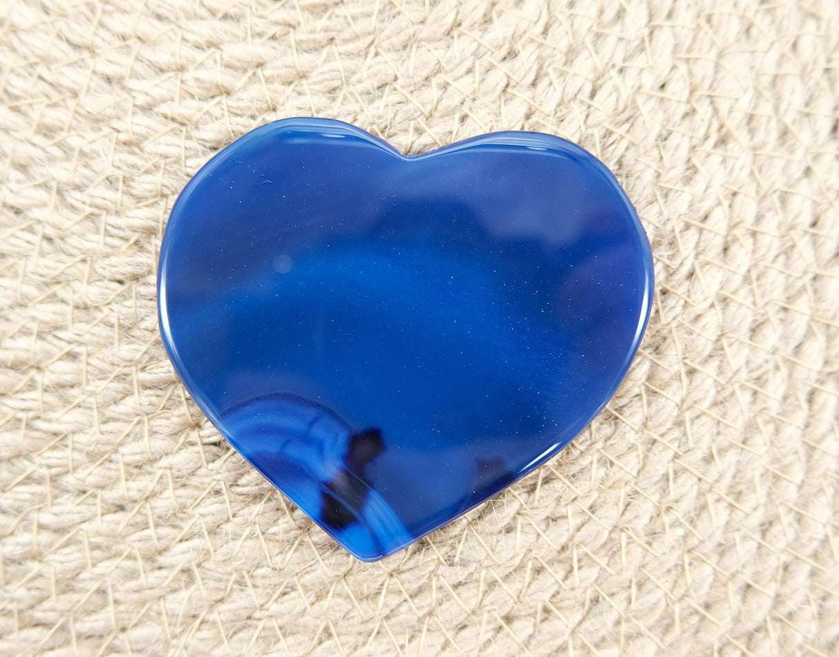 Blue Polished Heart Shaped Agate Slices