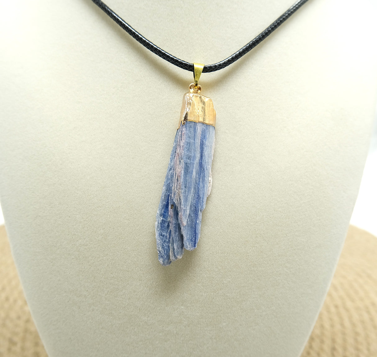 Blue Kyanite Blade Pendant with gold plating 1 to 2 inch