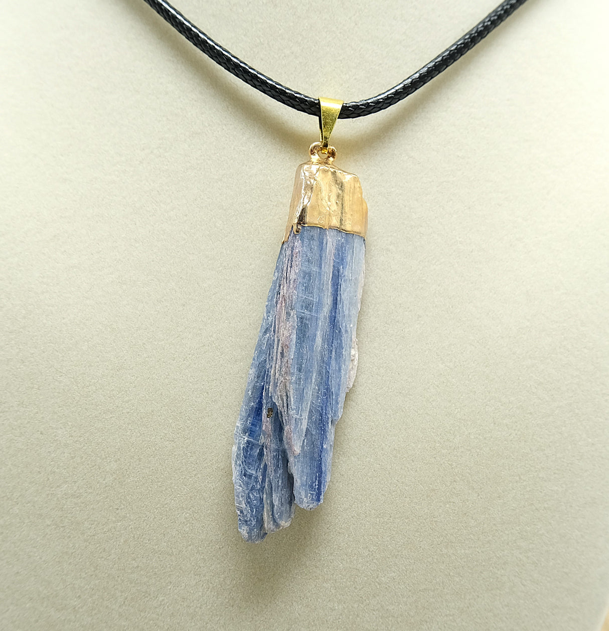 Blue Kyanite Blade Pendant with gold plating 1 to 2 inch