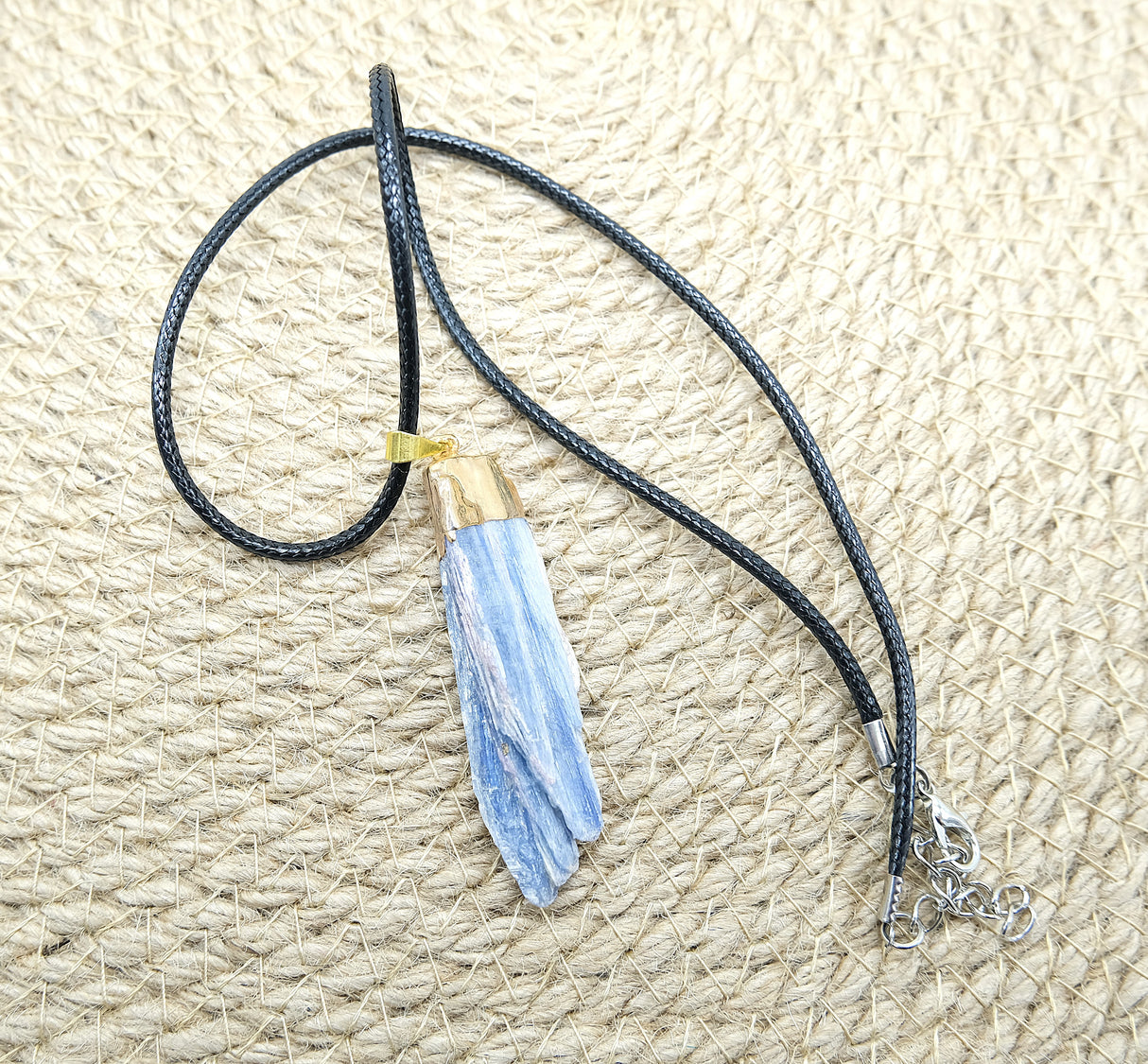 Blue Kyanite Blade Pendant with gold plating 1 to 2 inch