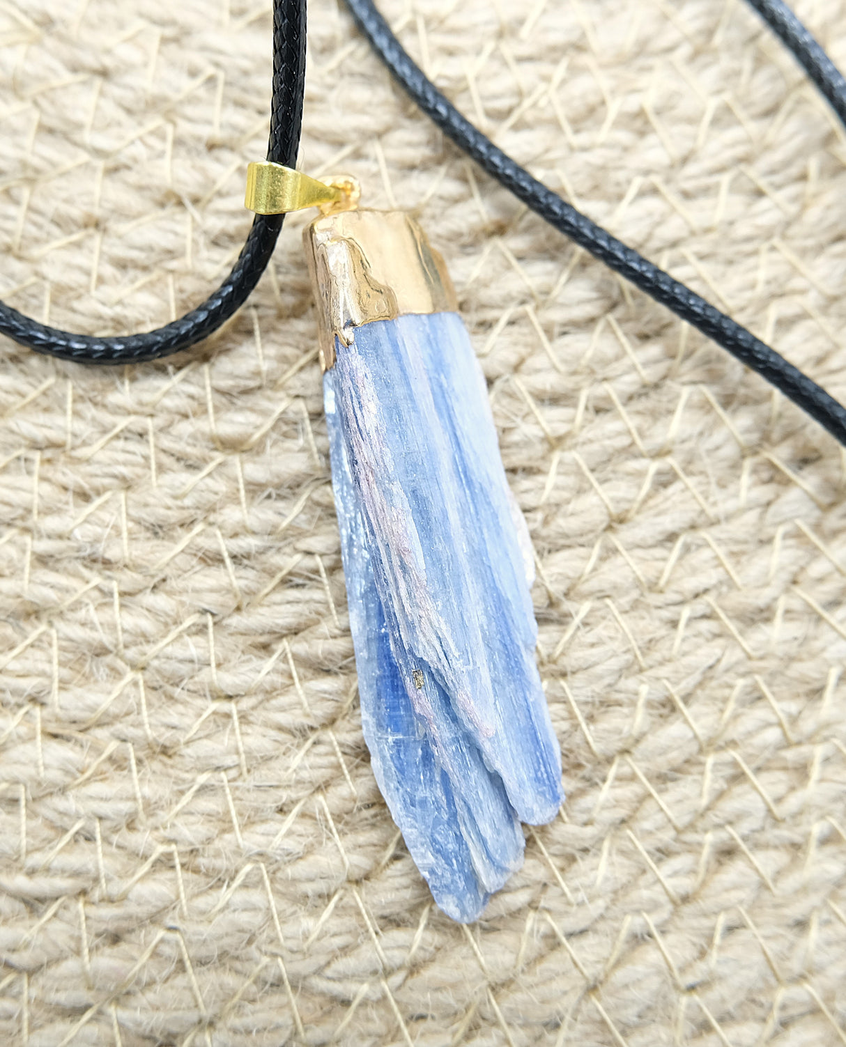 Blue Kyanite Blade Pendant with gold plating 1 to 2 inch