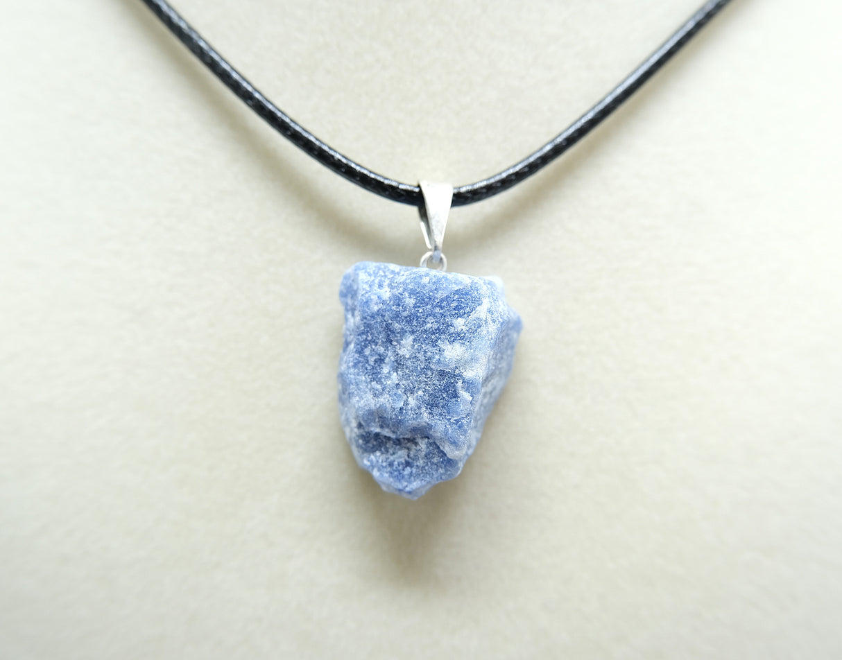 Blue Quartz Rough Pendant Necklace