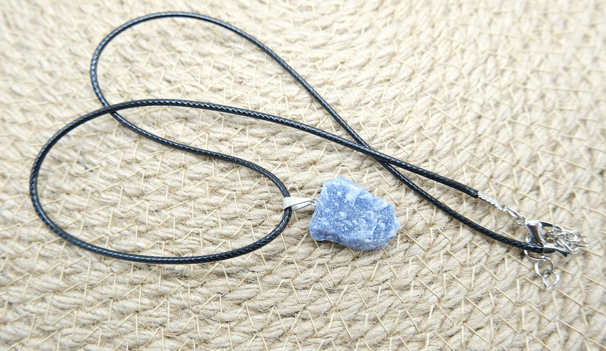 Blue Quartz Rough Pendant Necklace