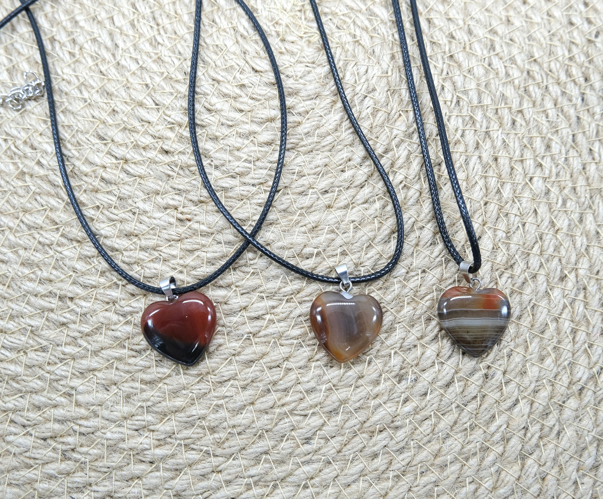 Natural Carnelian Heart Pendant Necklace | Carnelian Jewelry