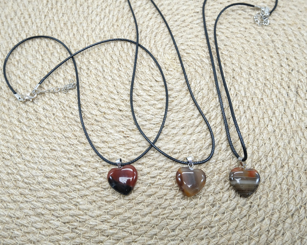 Natural Carnelian Heart Pendant Necklace | Carnelian Jewelry