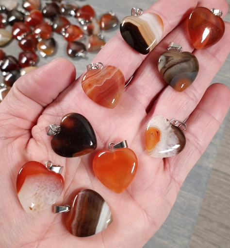 Natural Carnelian Heart Pendant Necklace | Carnelian Jewelry