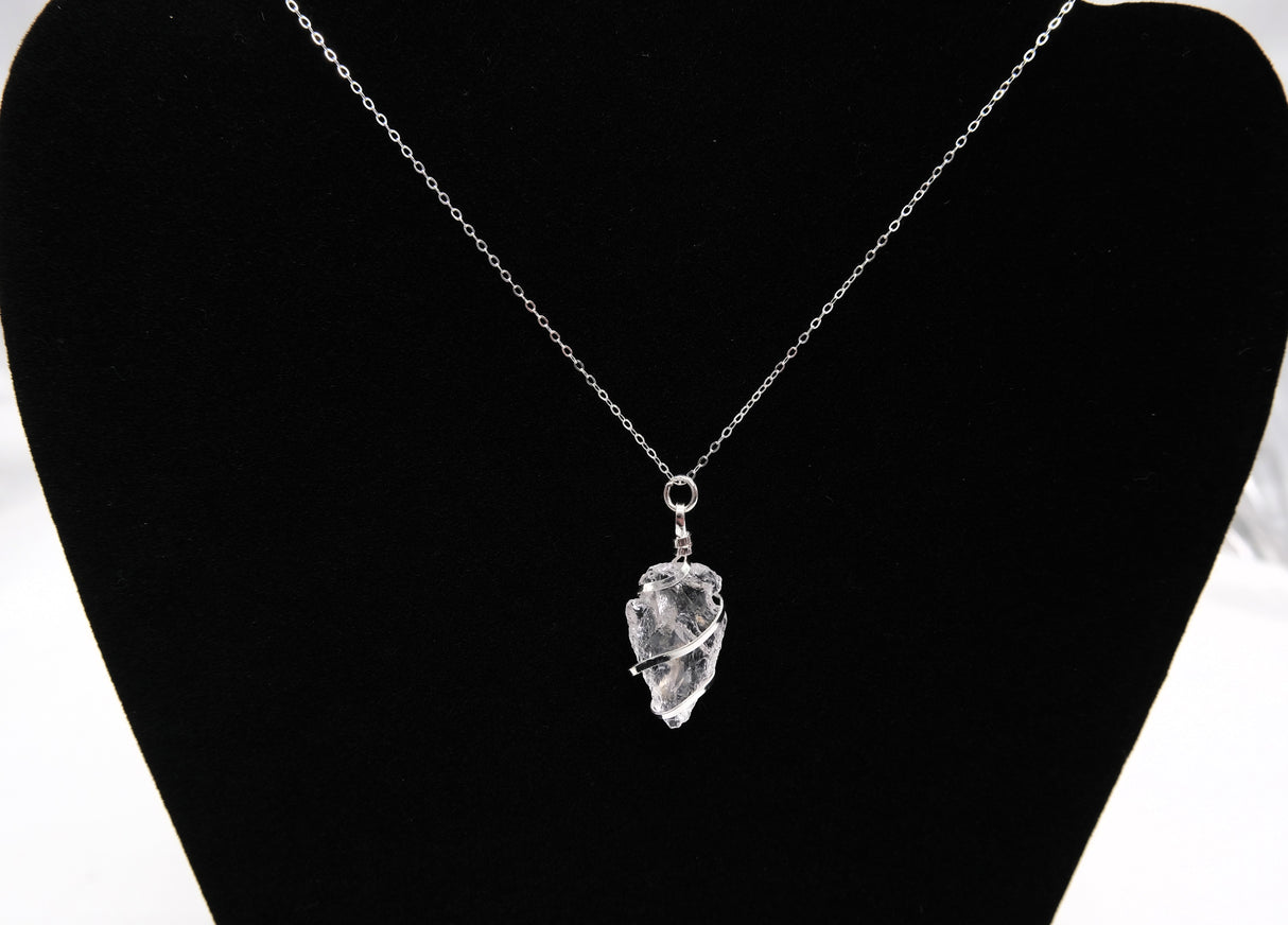 Clear Quartz Crystal Arrowhead Wire Wrapped Necklace | Clarity and Balance | Natural Quartz Arrowhead Wire Wrapped | Reiki Charged