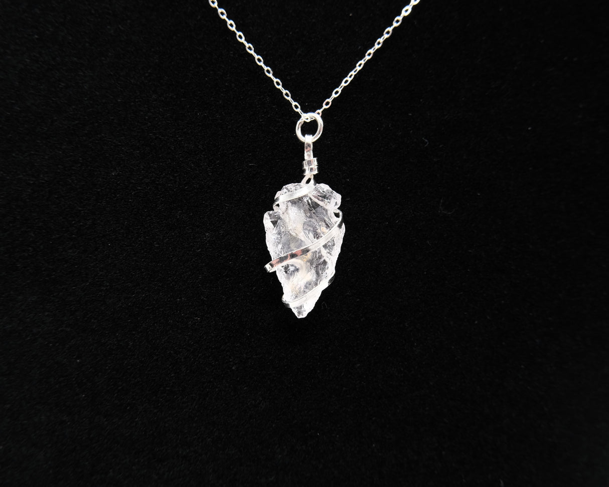 Clear Quartz Crystal Arrowhead Wire Wrapped Necklace | Clarity and Balance | Natural Quartz Arrowhead Wire Wrapped | Reiki Charged