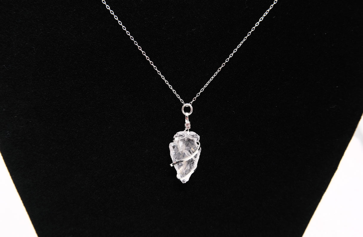 Clear Quartz Crystal Arrowhead Wire Wrapped Necklace | Clarity and Balance | Natural Quartz Arrowhead Wire Wrapped | Reiki Charged