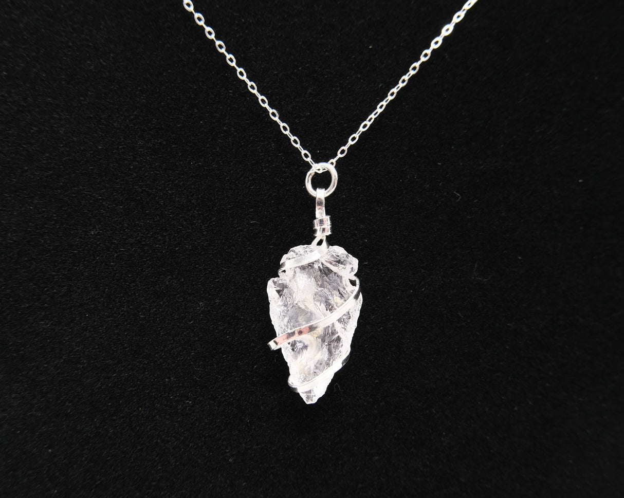 Clear Quartz Crystal Arrowhead Wire Wrapped Necklace | Clarity and Balance | Natural Quartz Arrowhead Wire Wrapped | Reiki Charged