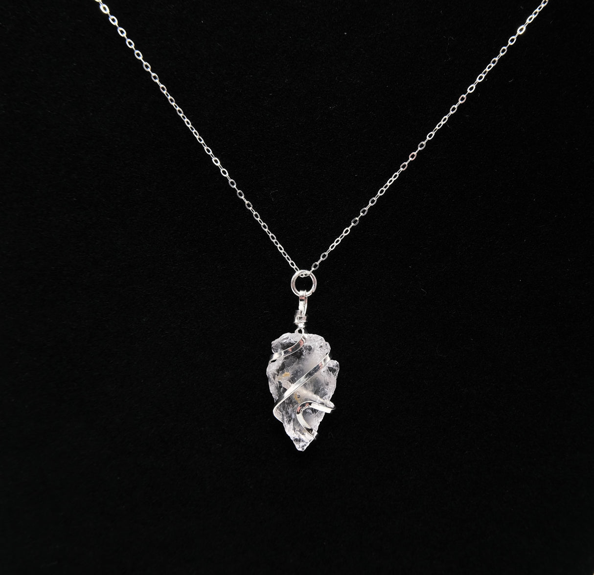 Clear Quartz Crystal Arrowhead Wire Wrapped Necklace | Clarity and Balance | Natural Quartz Arrowhead Wire Wrapped | Reiki Charged