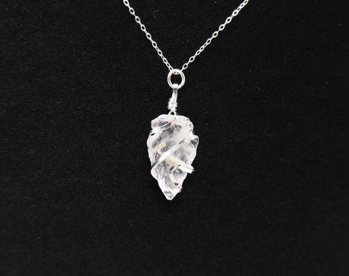 Clear Quartz Crystal Arrowhead Wire Wrapped Necklace | Clarity and Balance | Natural Quartz Arrowhead Wire Wrapped | Reiki Charged