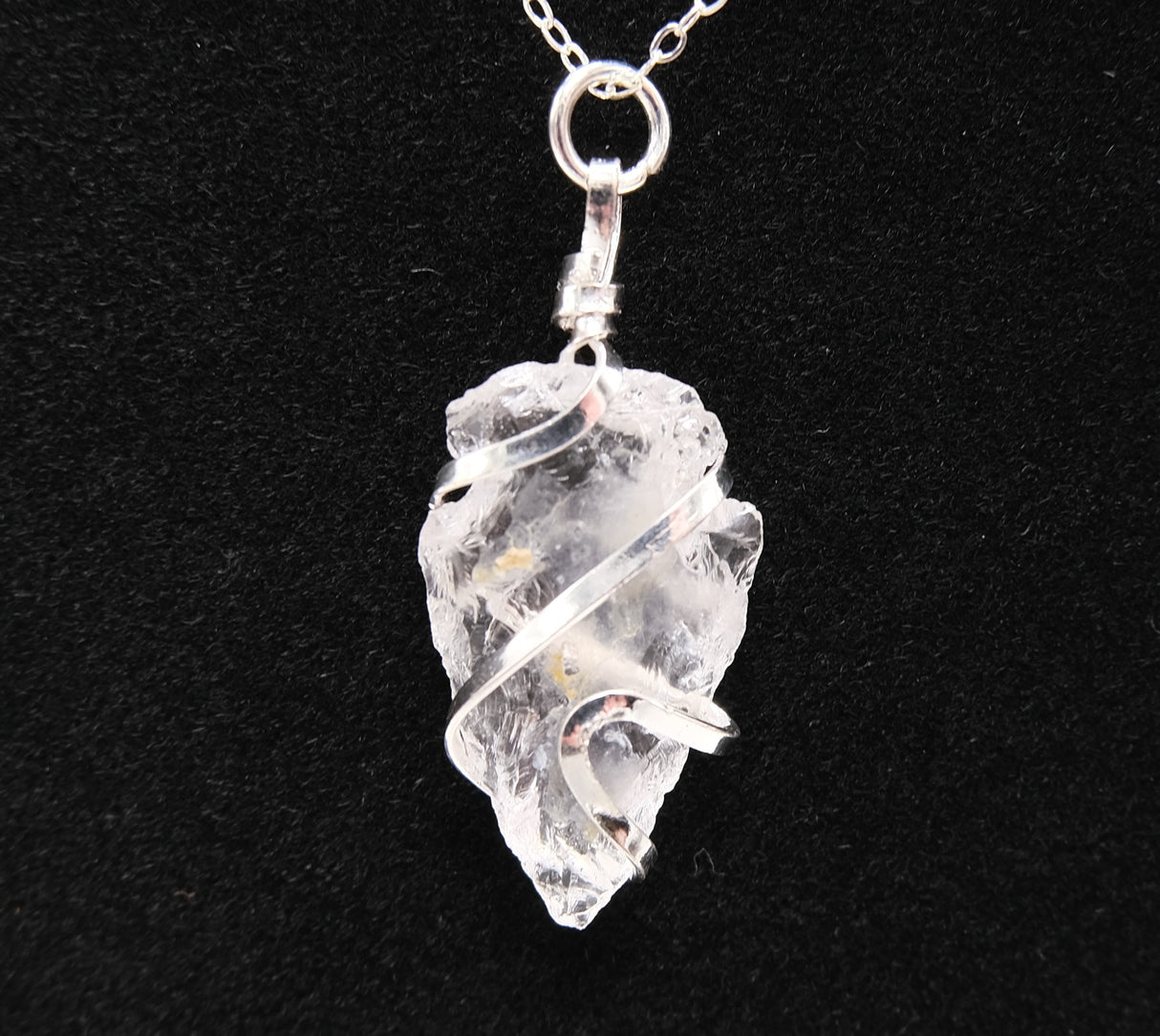 Clear Quartz Crystal Arrowhead Wire Wrapped Necklace | Clarity and Balance | Natural Quartz Arrowhead Wire Wrapped | Reiki Charged