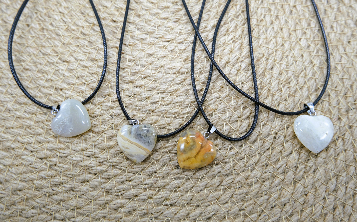 Natural Crazy Lace Agate Heart Pendant Necklace | Crazy Lace Agate Jewelry