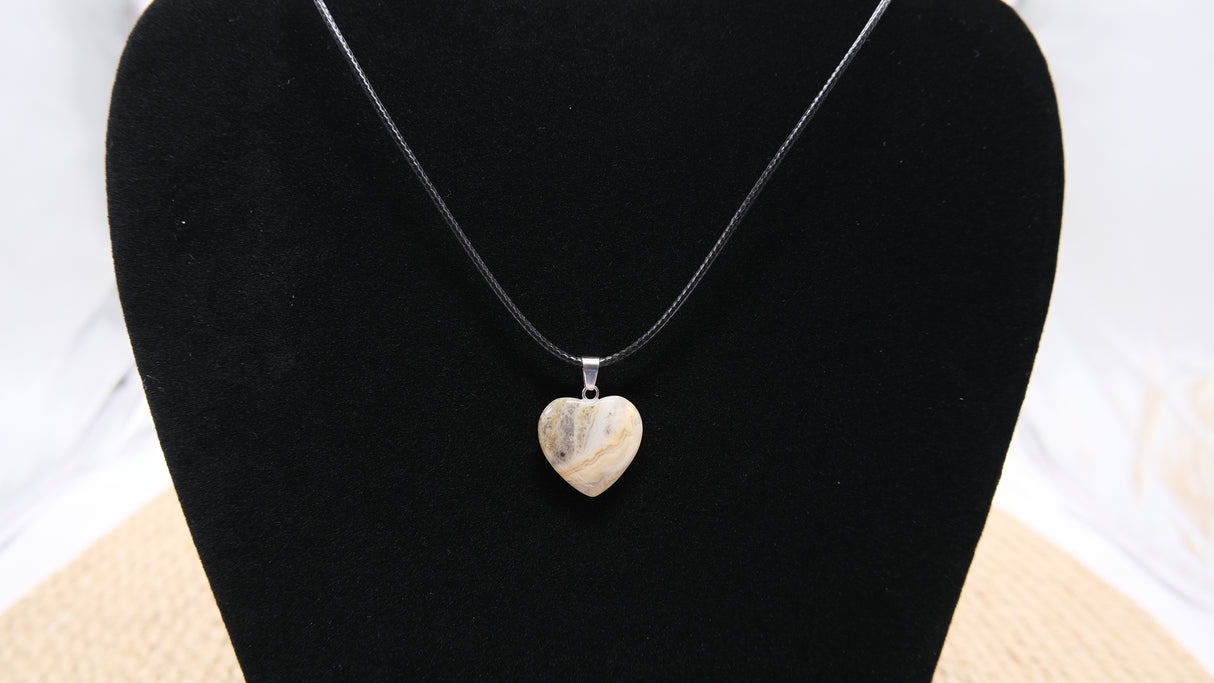 Natural Crazy Lace Agate Heart Pendant Necklace | Crazy Lace Agate Jewelry