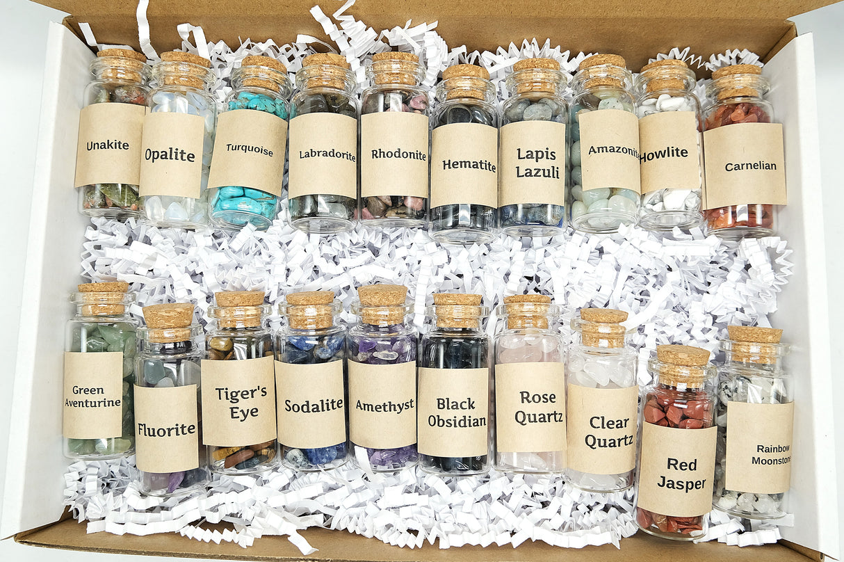 20 Pack Crystal Chip Bottles – Crystal Healing, Witchcraft Supply