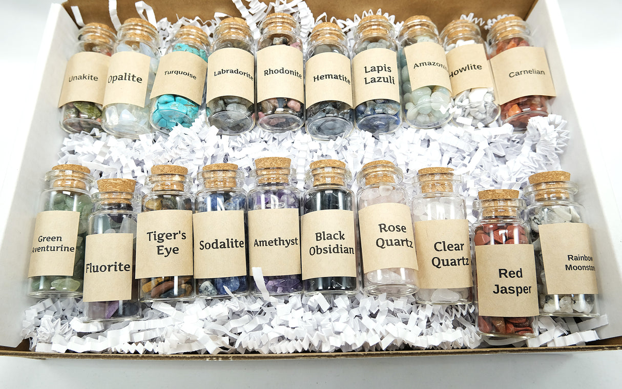 20 Pack Crystal Chip Bottles – Crystal Healing, Witchcraft Supply