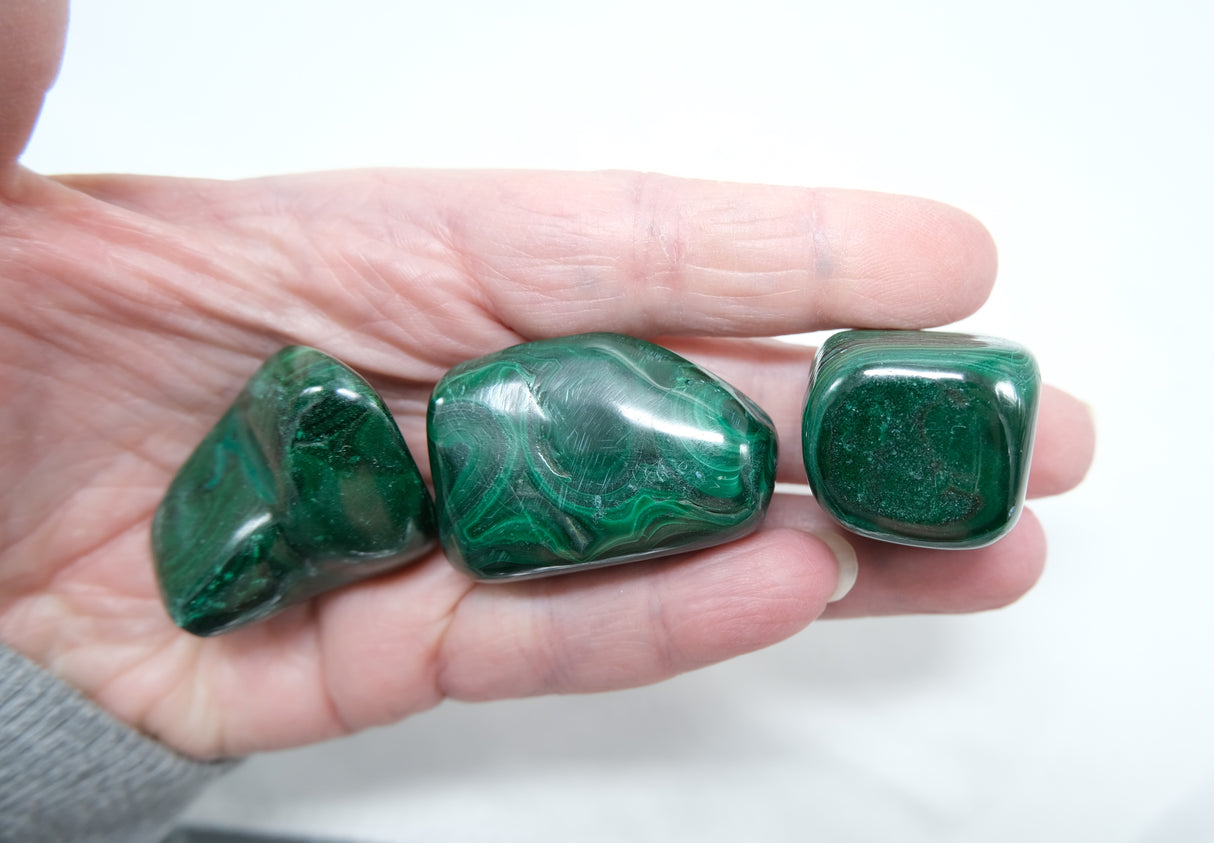 Natural Malachite Tumbled Stones .8 to 1.25