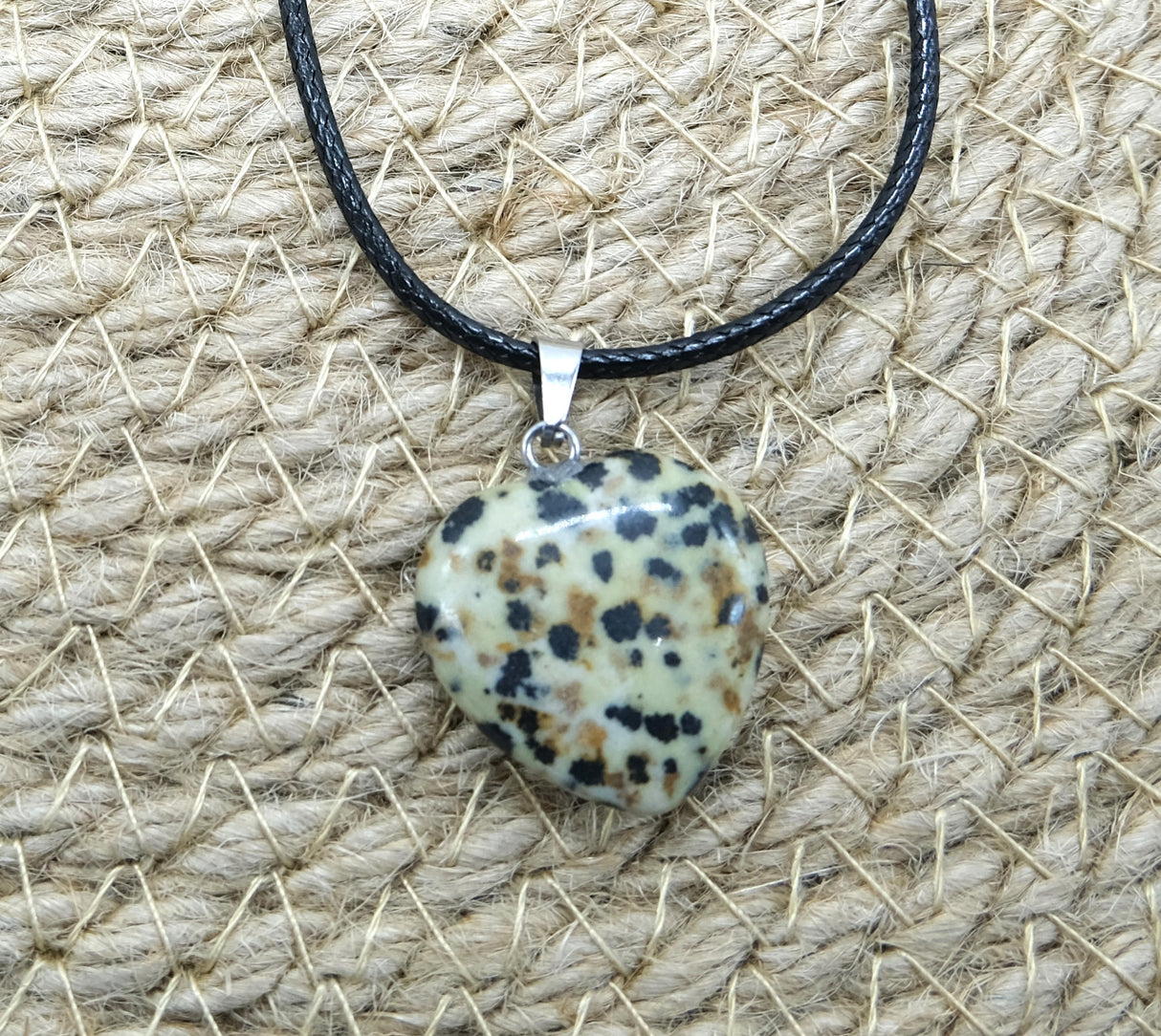 Natural Dalmatian Jasper Heart Pendant Necklace | Dalmatian Jasper Jewelry