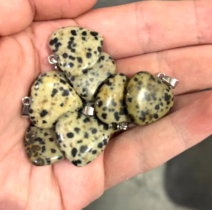 Natural Dalmatian Jasper Heart Pendant Necklace | Dalmatian Jasper Jewelry